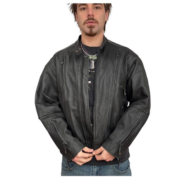 Hot Leathers thinsulate lined black motorcycle jacket snap close neck size XL - Picture 5 of 14